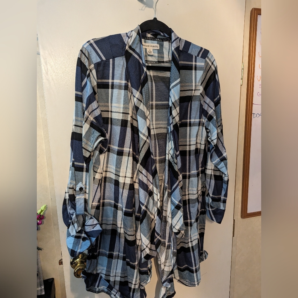 New York Laundry Plaid Cardigan 3X